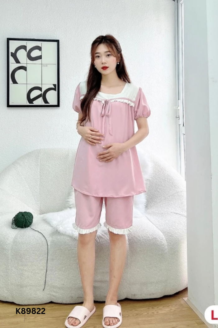 NEWTAG Set đồ ngủ hồng phối trắng