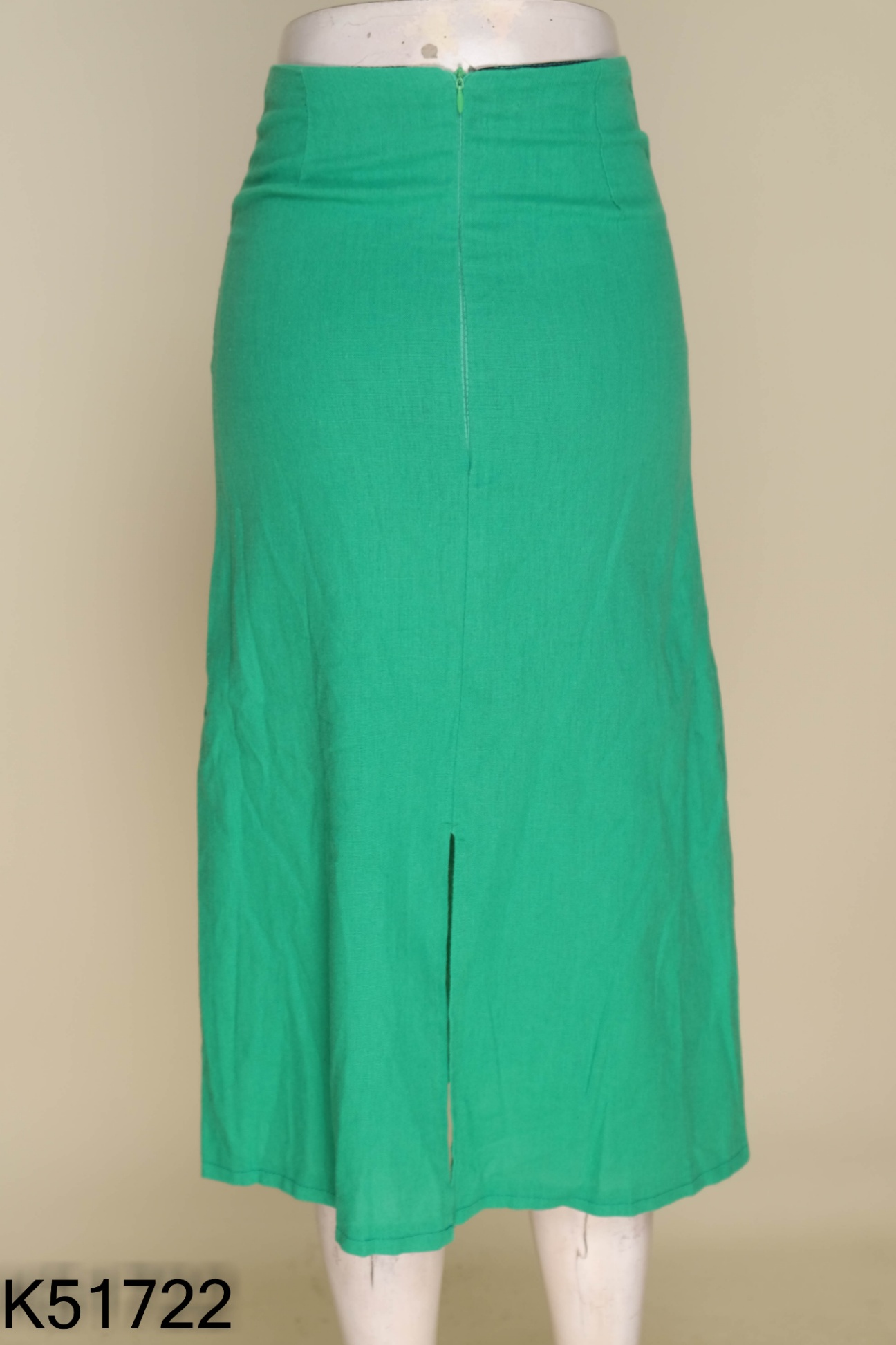 Chân váy linen xanh