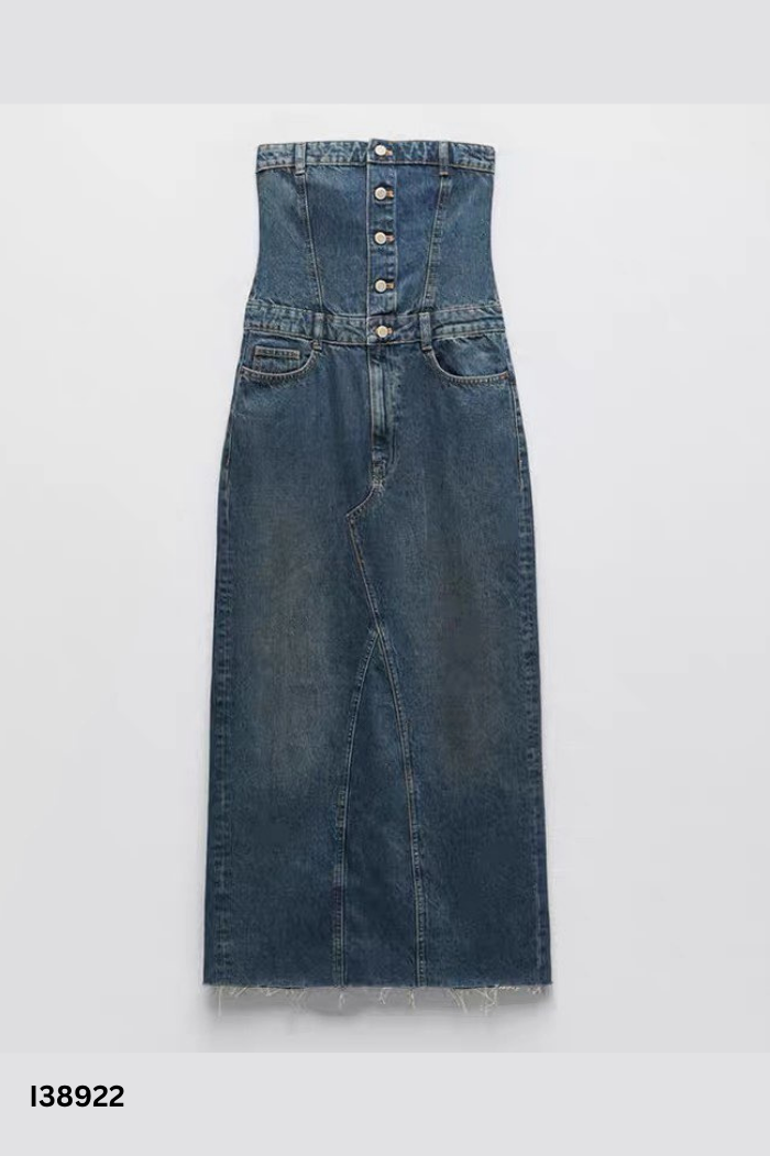 Váy cúp ngực ZARA jeans xanh (XUẤT)