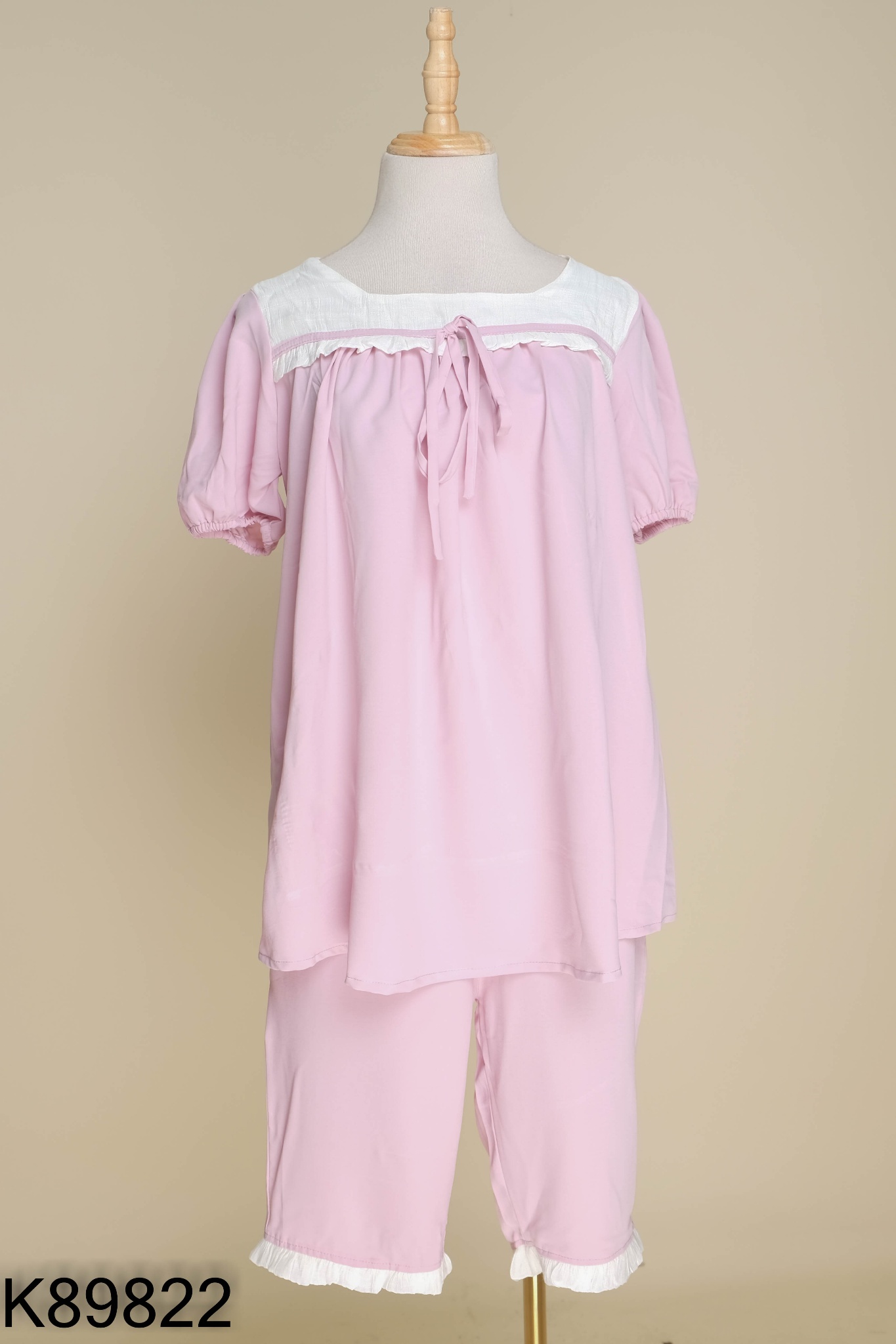 NEWTAG Set đồ ngủ hồng phối trắng