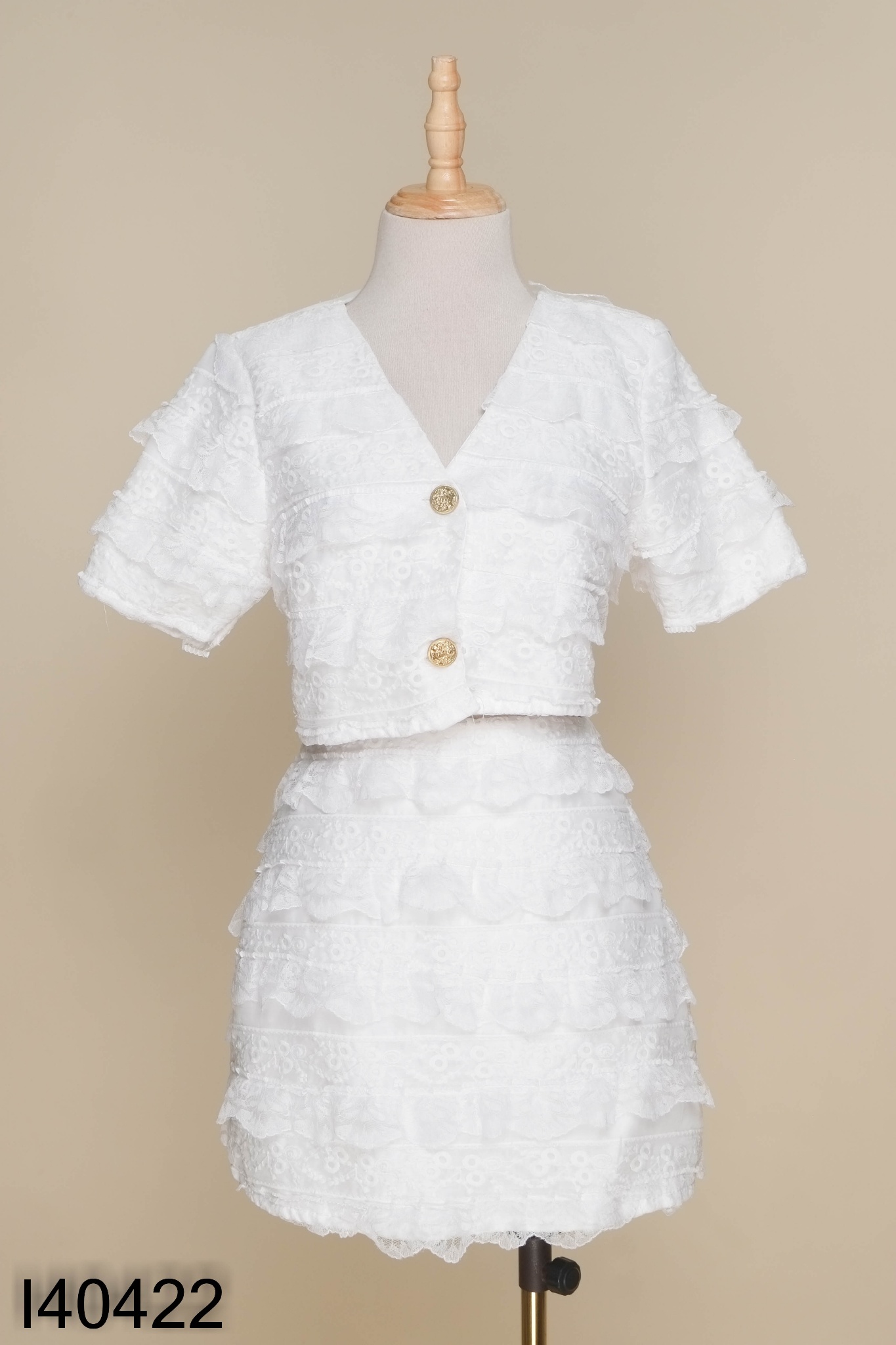 Set PHUONG LINH ren trắng áo + chân váy