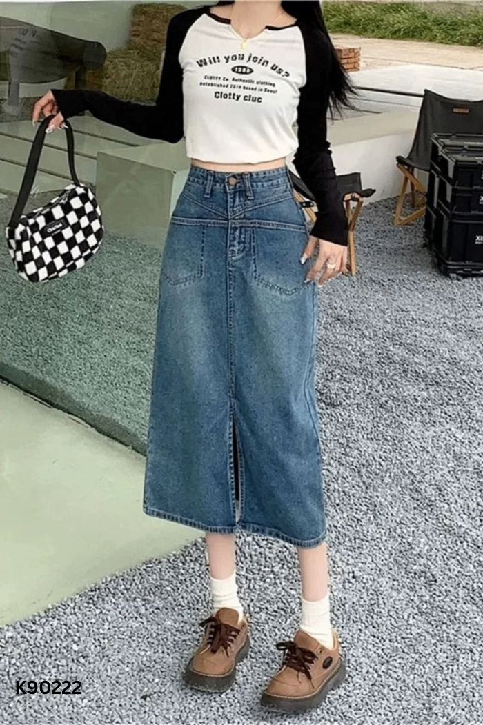 Chân váy jeans xanh