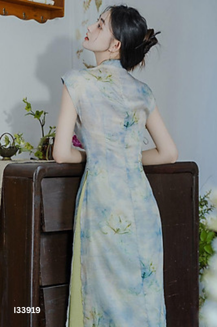SET Áo xanh cổ tàu + chân váy xanh