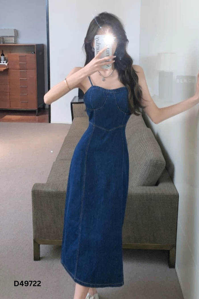 Váy hai dây jeans xanh