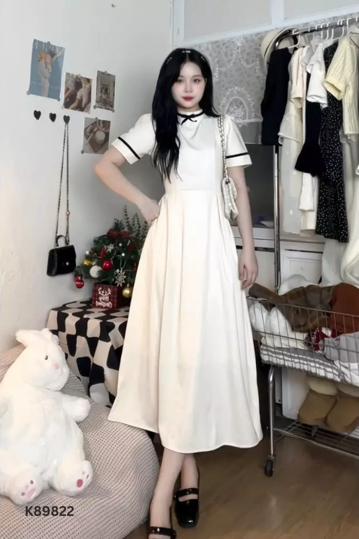 NEWTAG Váy be viền đen nơ