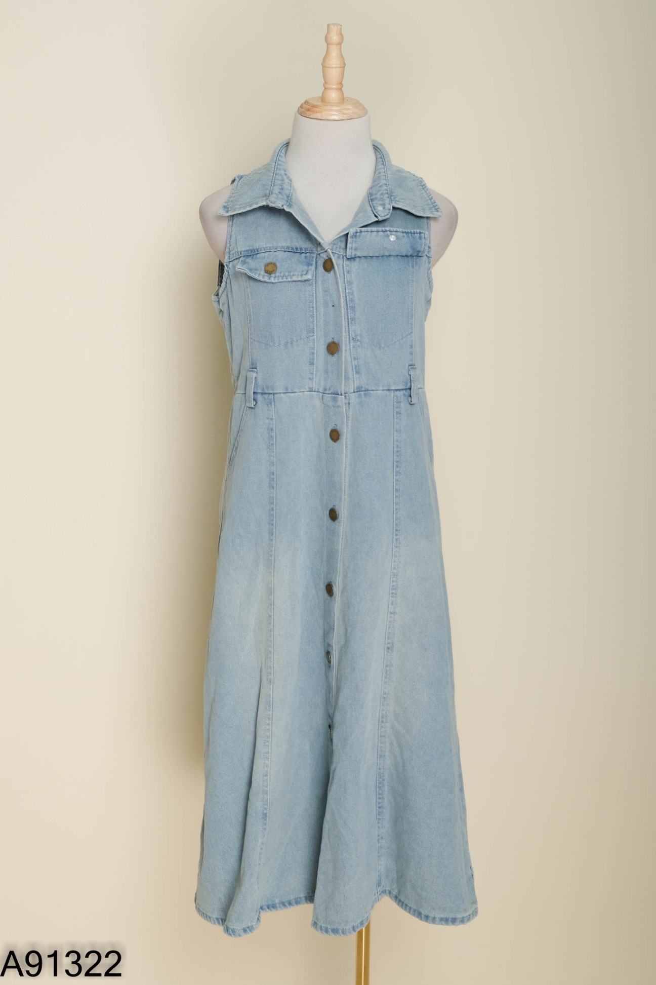Váy sát nách jeans xanh