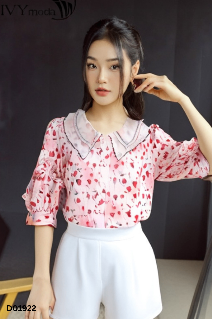 NEWTAG Áo hồng hoa MIUCO cổ be