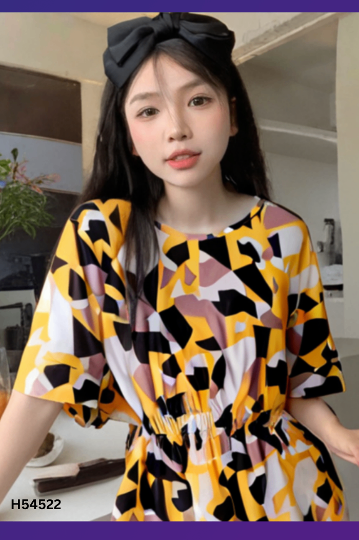 Áo vàng phối nâu đen