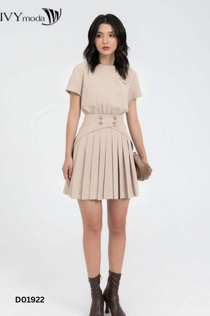 Váy be IVY MODA xếp ly phối cúc