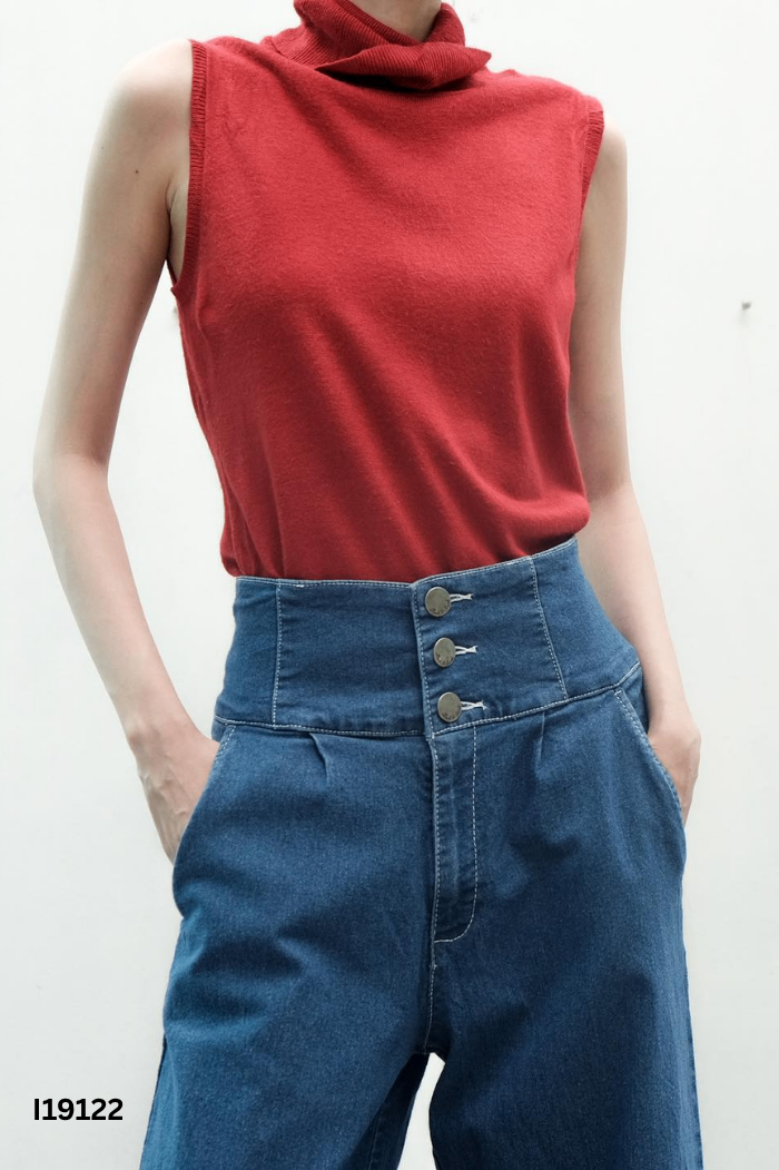Quần jean xanh 3 khuy