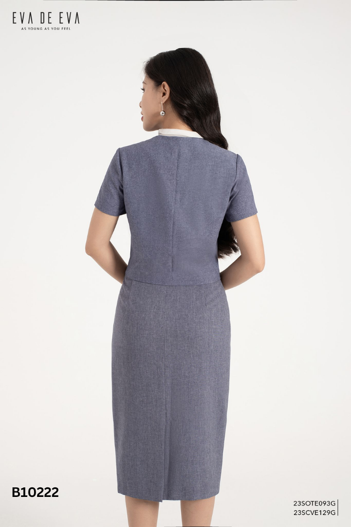 Áo EVA DE EVA xanh cổ trắng