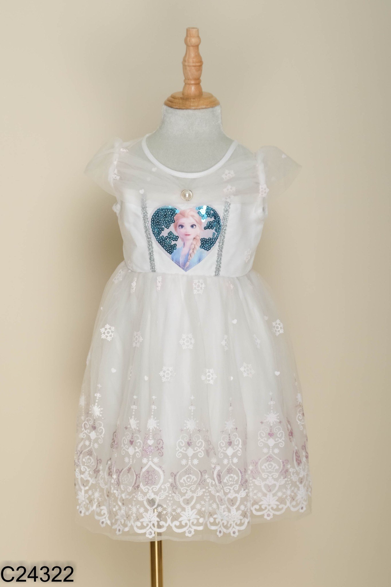 Váy KIDS trắng hình elsa