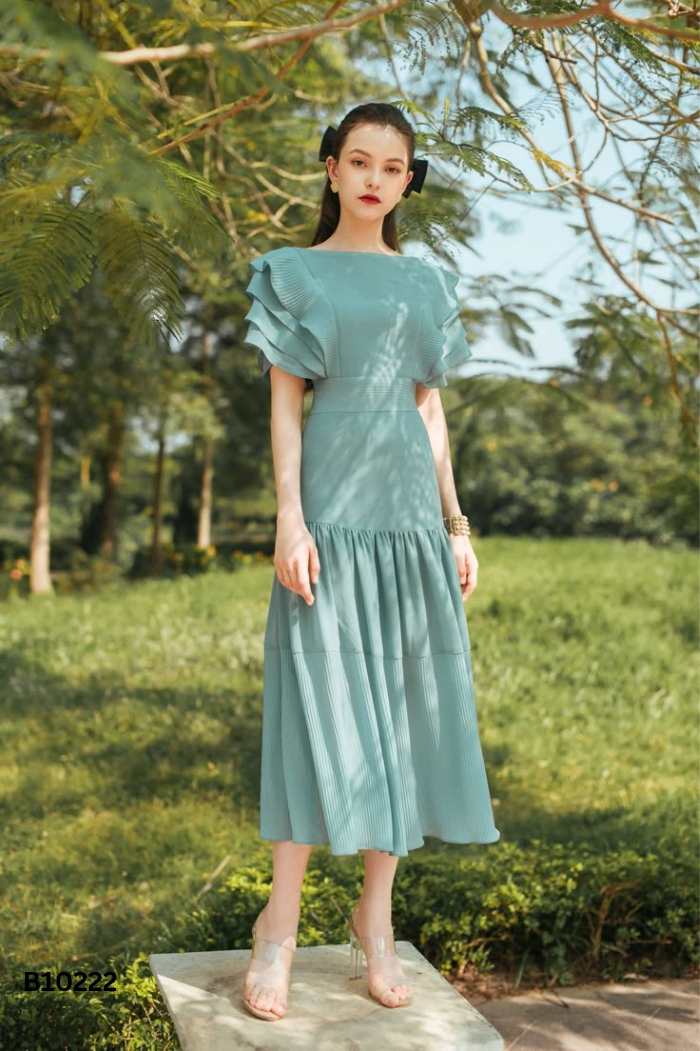 Váy LE JARDIN xanh trơn
