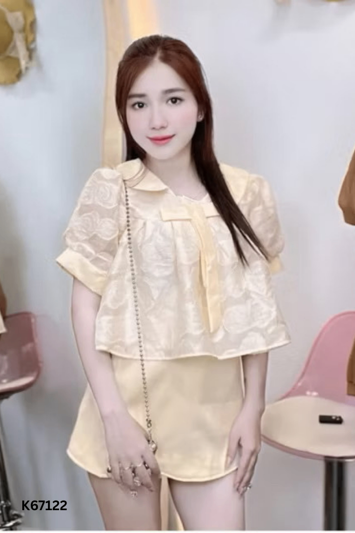 Set Áo voan be phối nơ + chân váy