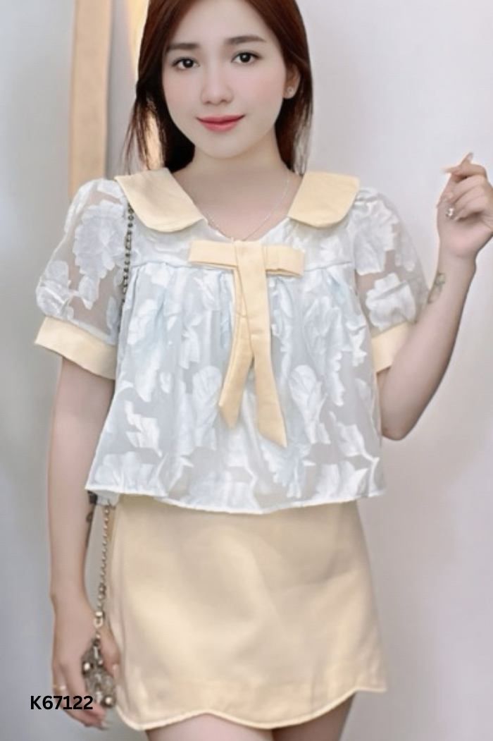 Set Áo voan be phối nơ + chân váy