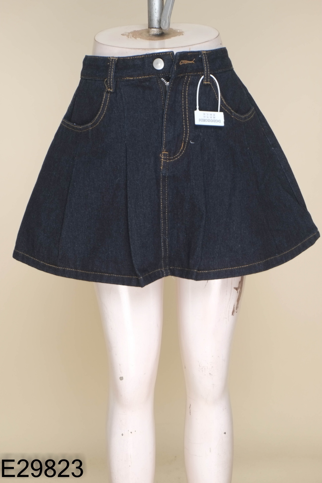 NEWTAG Chân váy jeans xanh sẫm