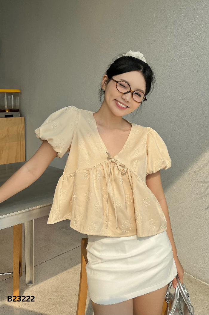 Áo FLOREAL babydoll be hoạ tiét hoa