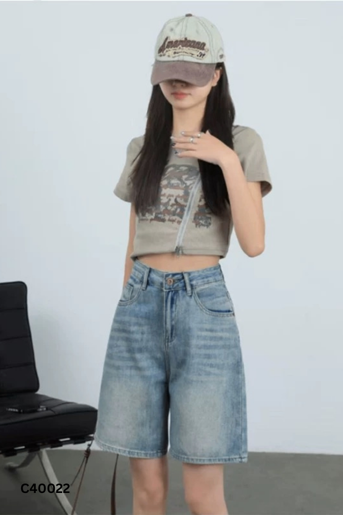 NEWTAG Quần jeans xanh shorts