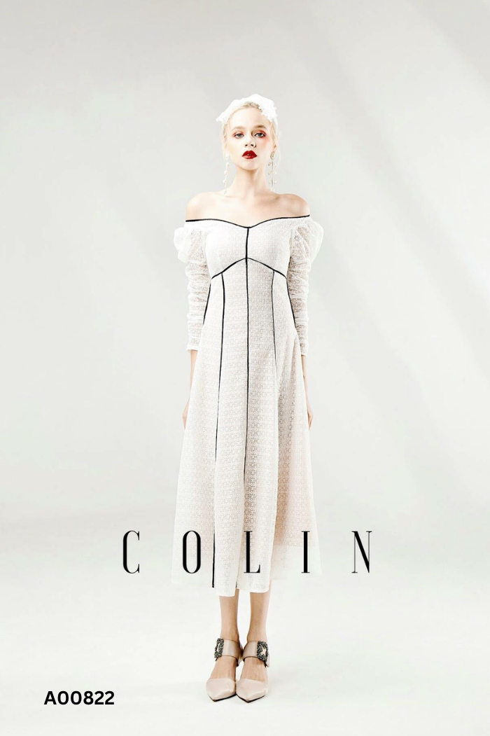 Váy ren trắng COLIN viền đen