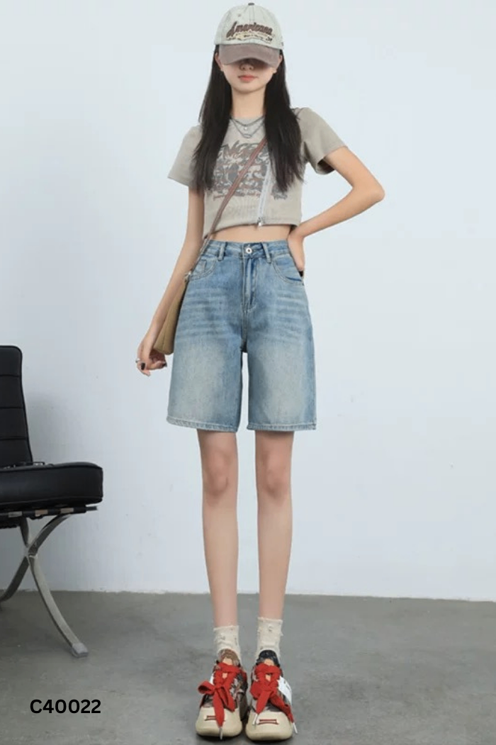 NEWTAG Quần jeans xanh shorts