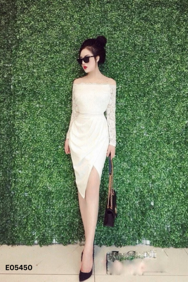 Váy DVC trắng phối ren