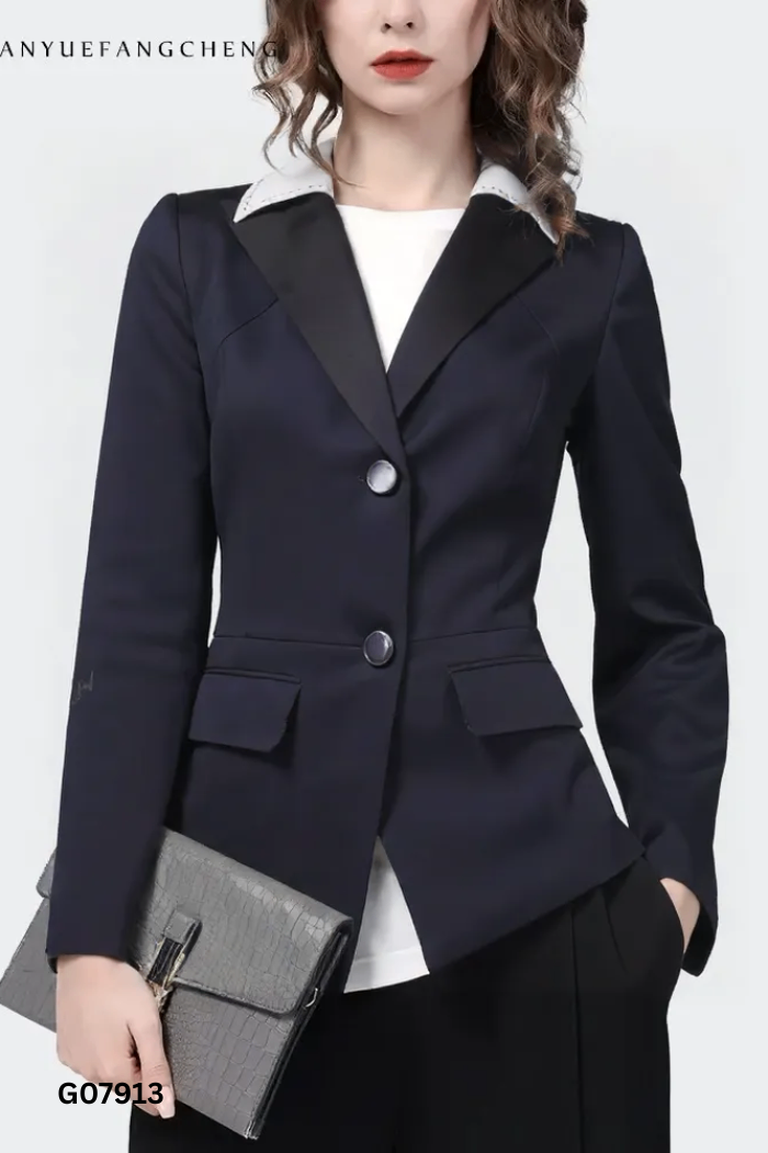 Áo vest xanh than phối cổ xám