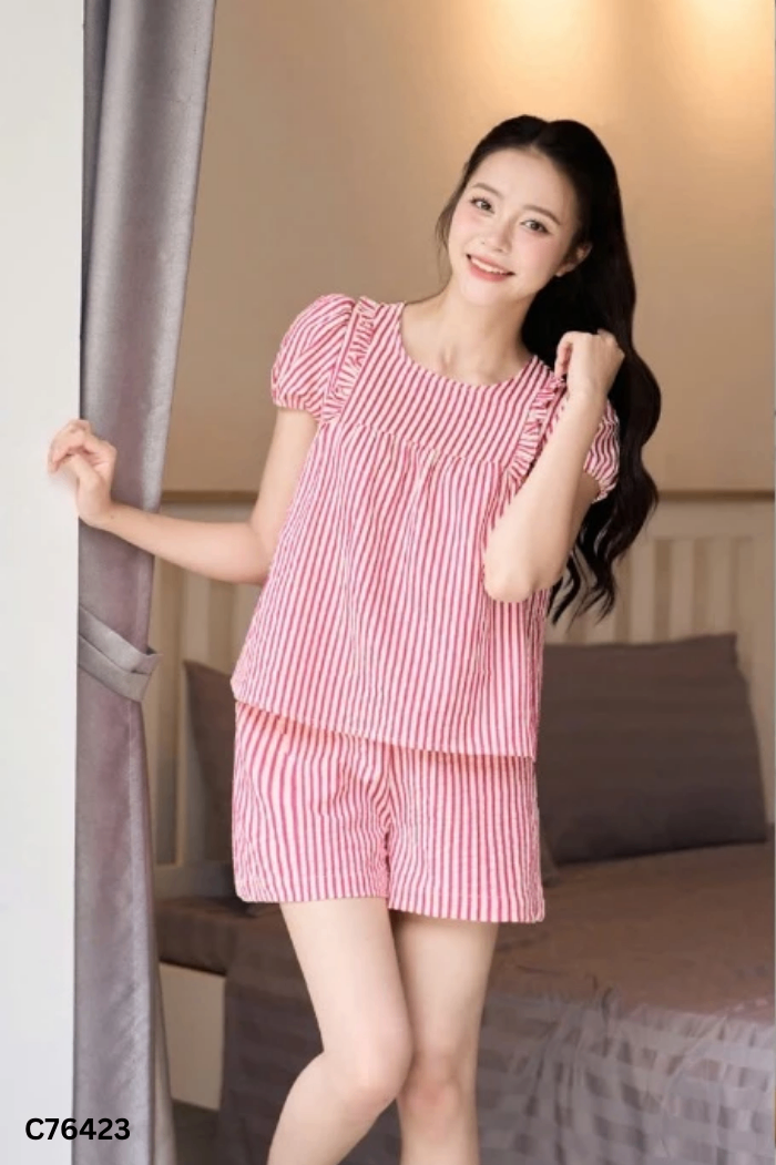 SET Đồ ngủ CARDINA hồng kẻ be