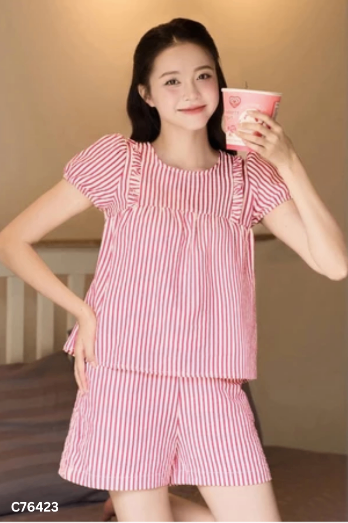 SET Đồ ngủ CARDINA hồng kẻ be