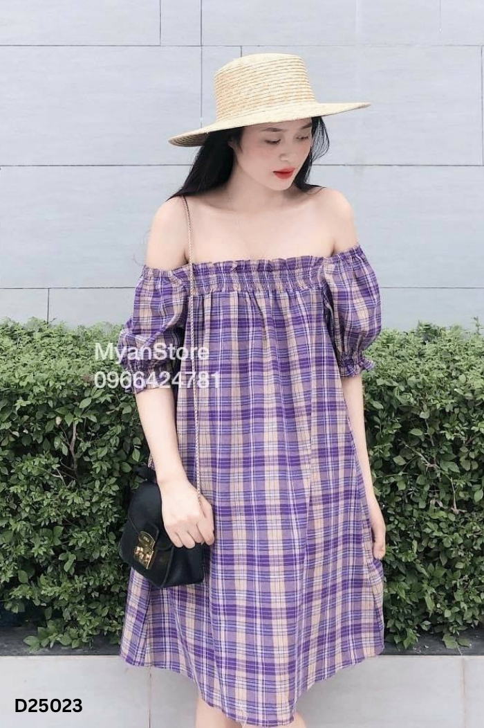 Váy MYAN tím kẻ be