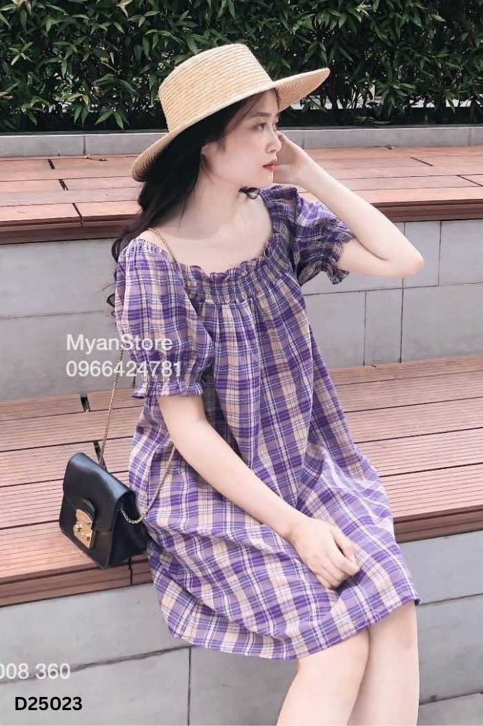 Váy MYAN tím kẻ be