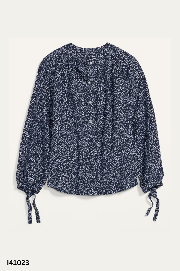 Áo OLD NAVY nhung tăm xanh hoa trắng