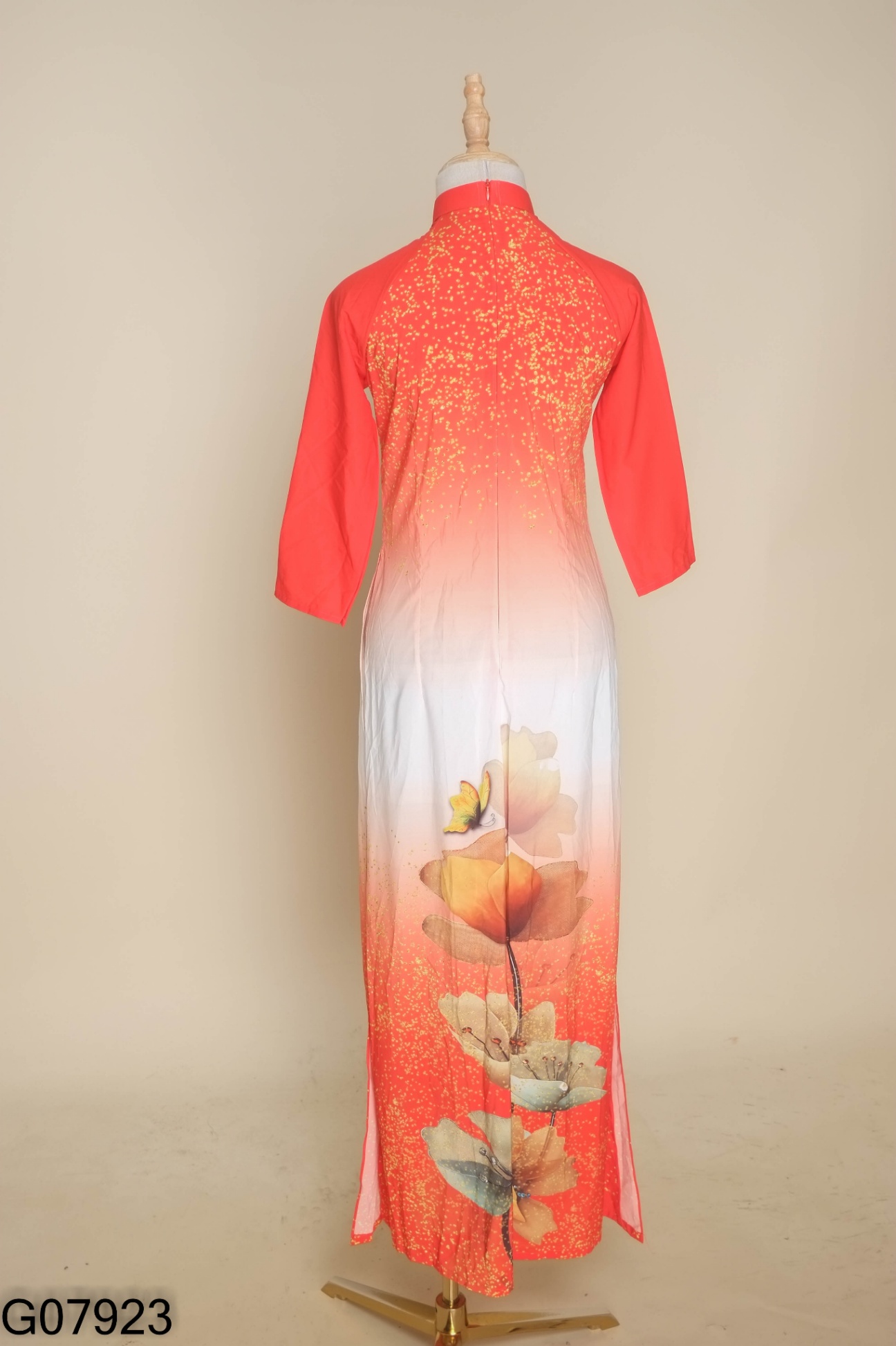 Áo dài H&H LUXURY cam phối vàng