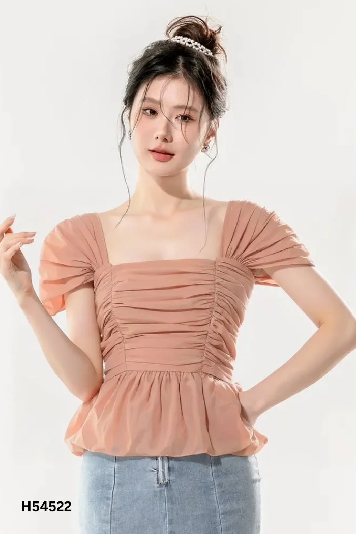 Áo kiểu nâu trơn