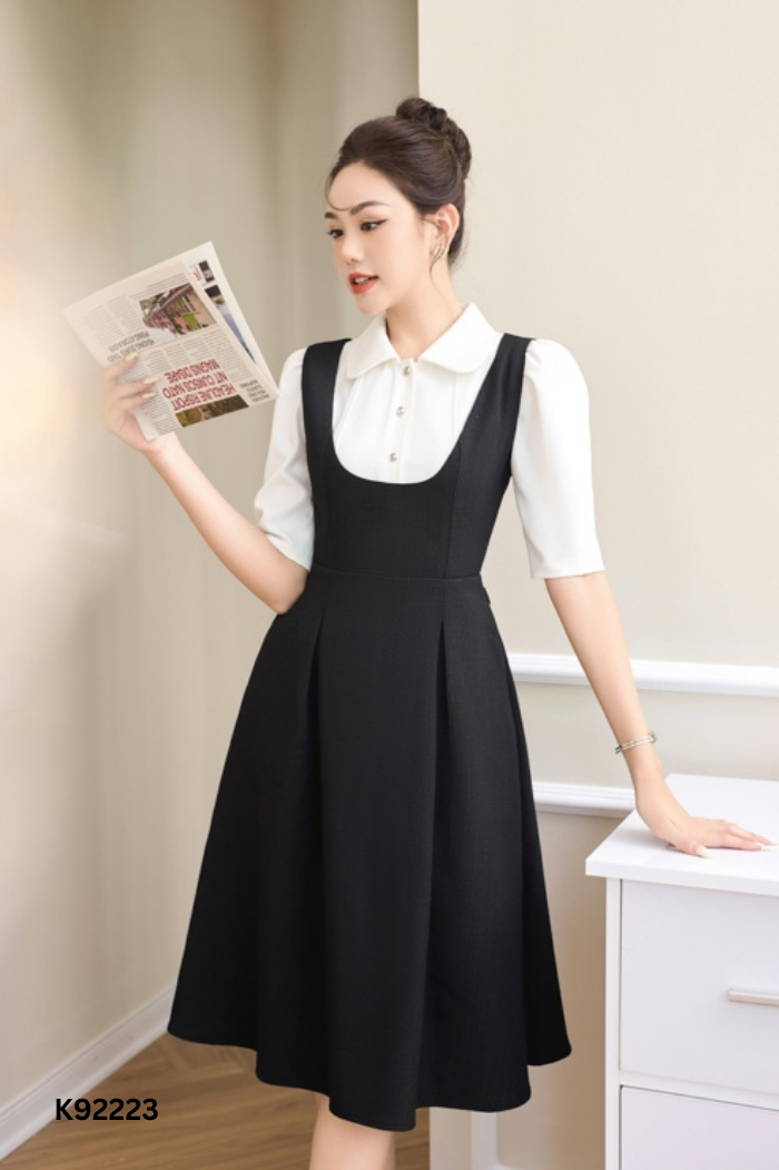 Váy HOÀNG HƯƠNG đen phối trắng