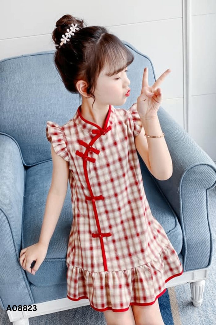 Váy be kẻ đỏ KIDS
