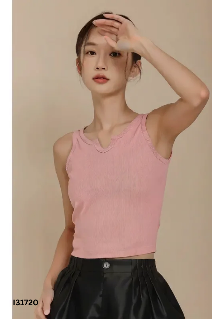 SET Áo hồng sát nách + quần short đen
