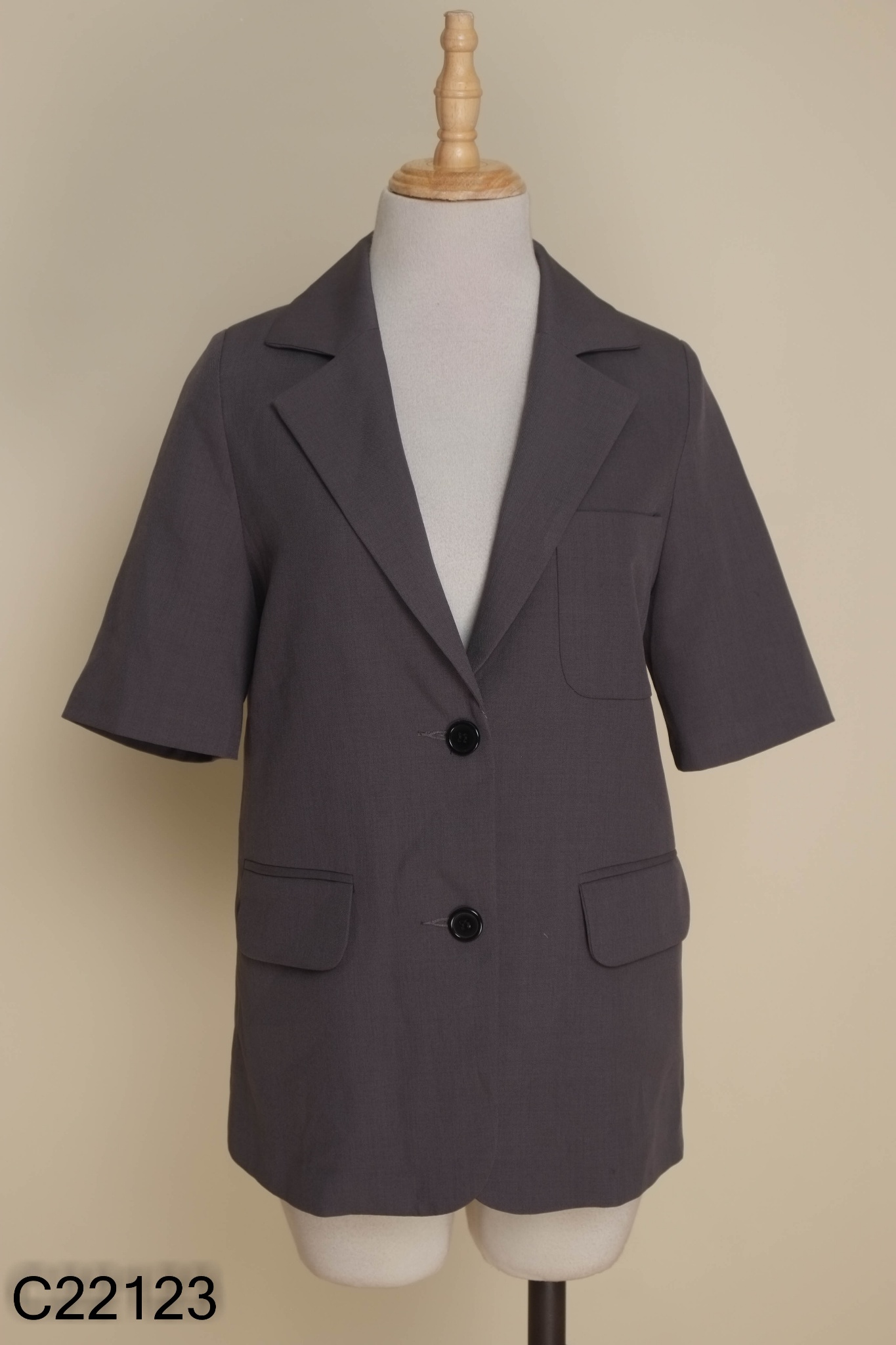 Blazer HUIEN DESIGN xám trơn