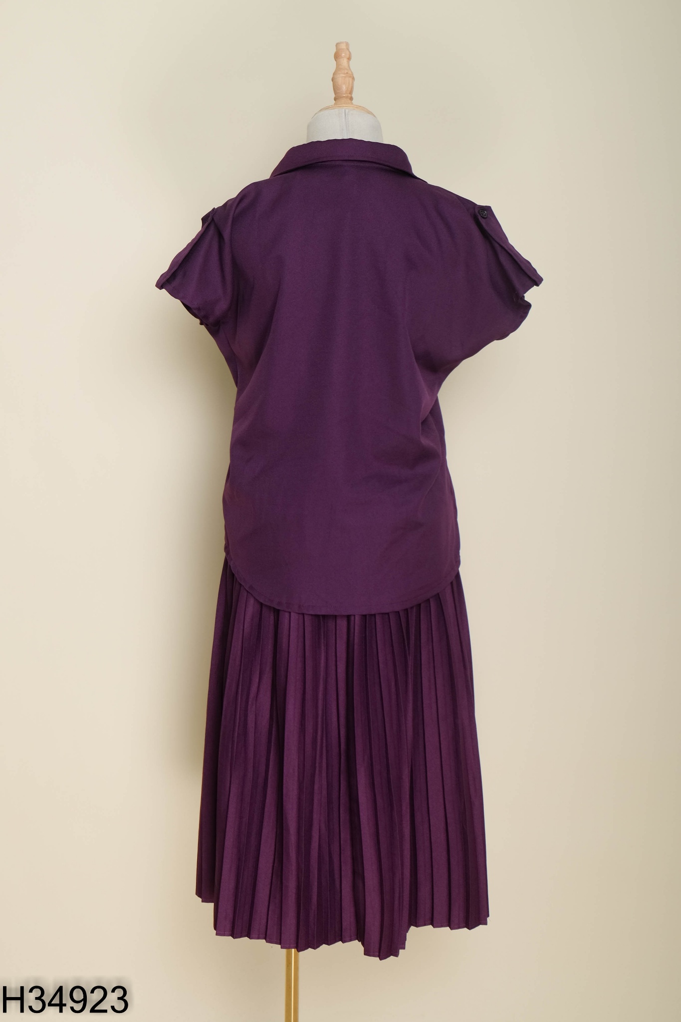Set Áo sơ mi LEO WEARING tím + chân váy xếp ly