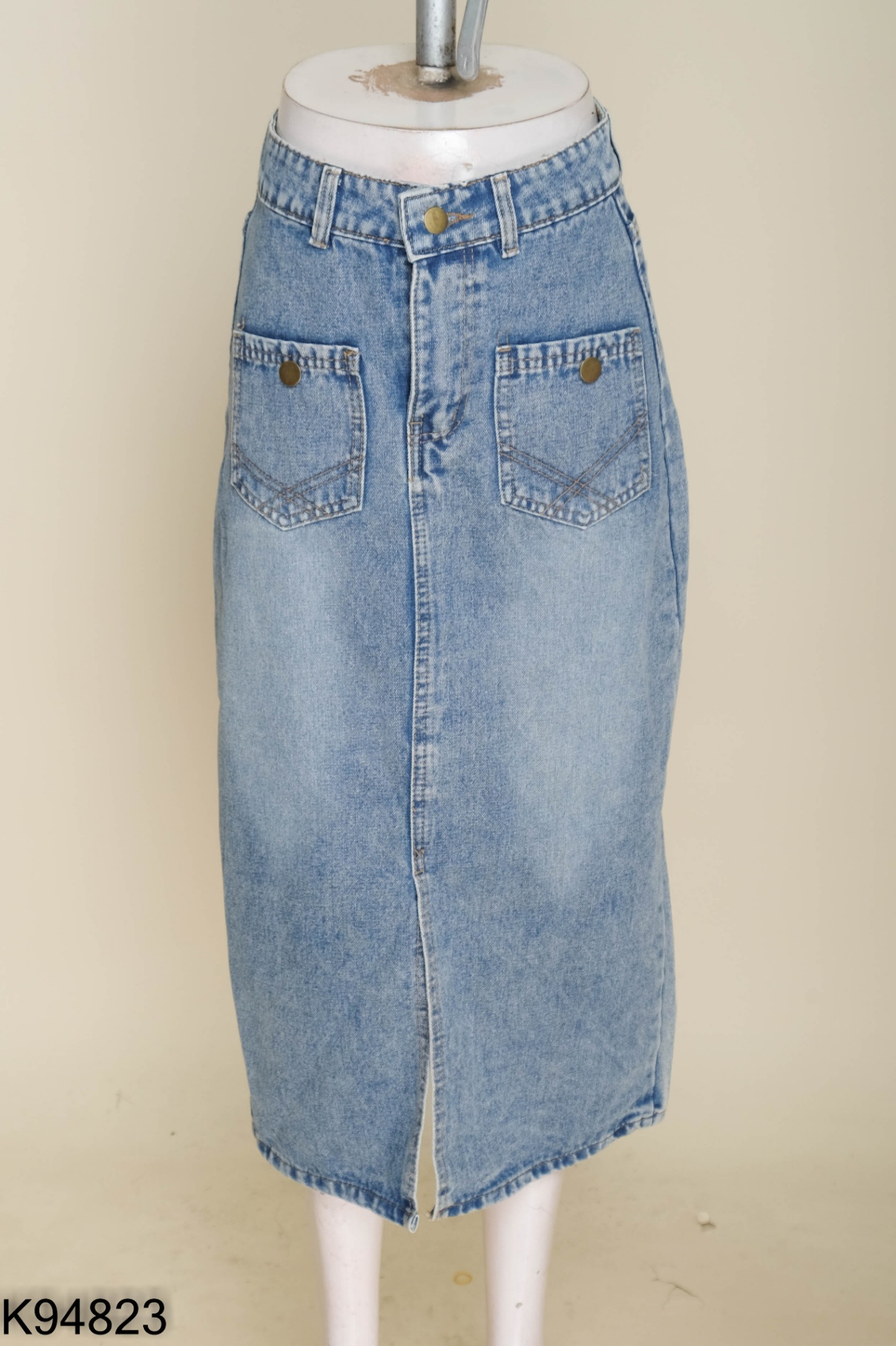 Chân váy jeans xanh 2 túi