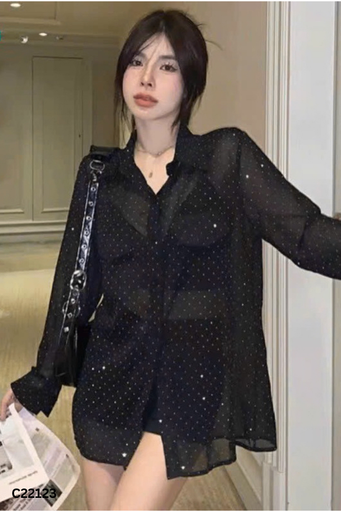 Áo sơ mi đen lấp lánh