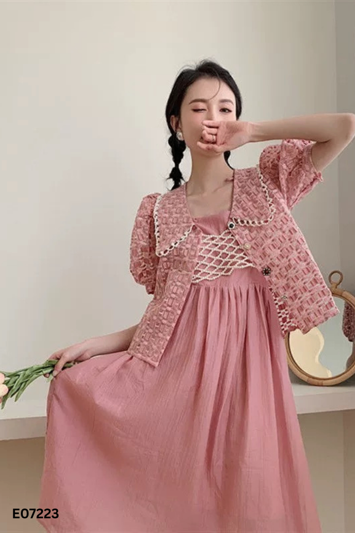 Áo hồng cổ viền ngọc