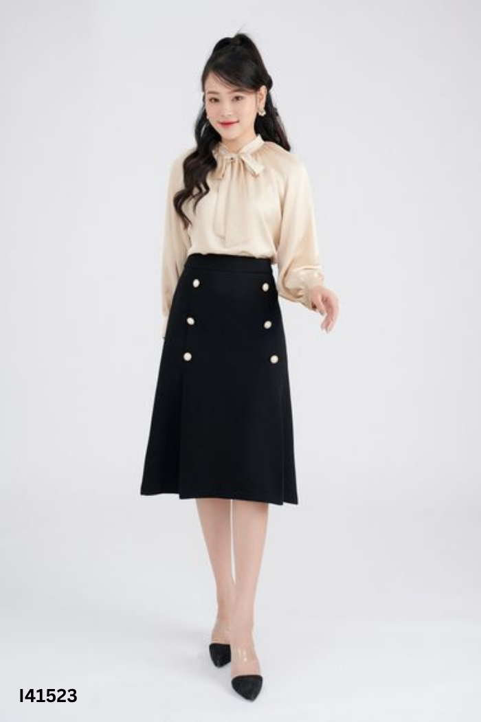 Chân váy đen CHARME STORE cúc ngọc