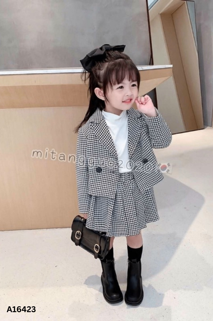 SET Áo xám đen trắng + chân váy KIDS