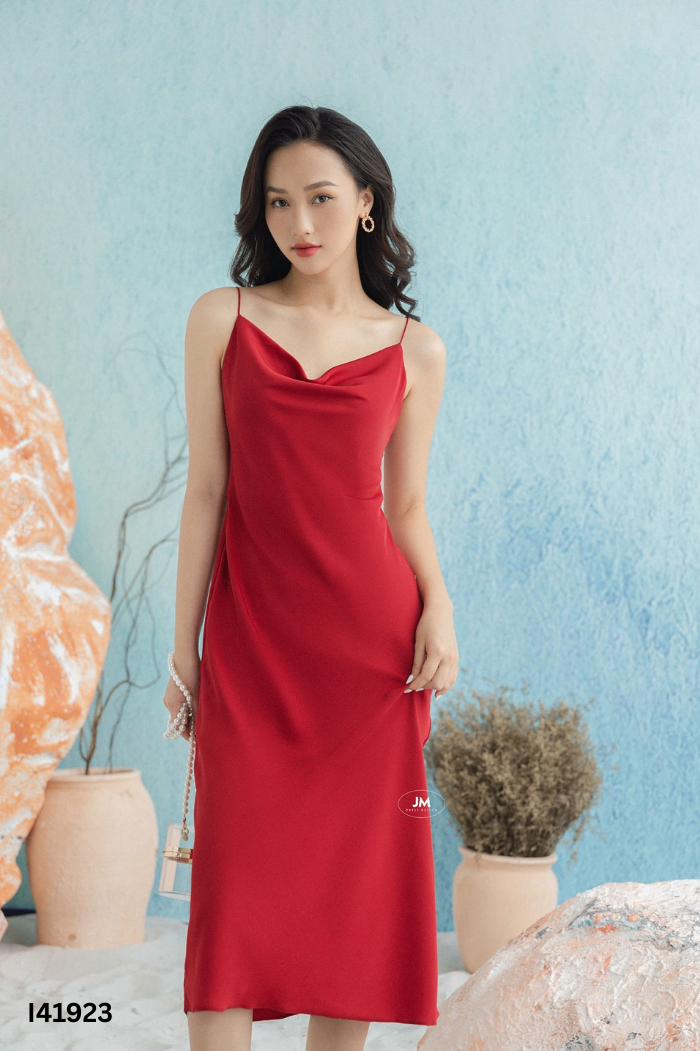 Váy hai dây JM DESIGN lụa đỏ