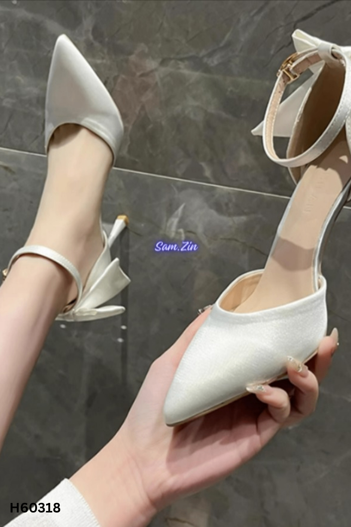Giày cao gót trắng nơ