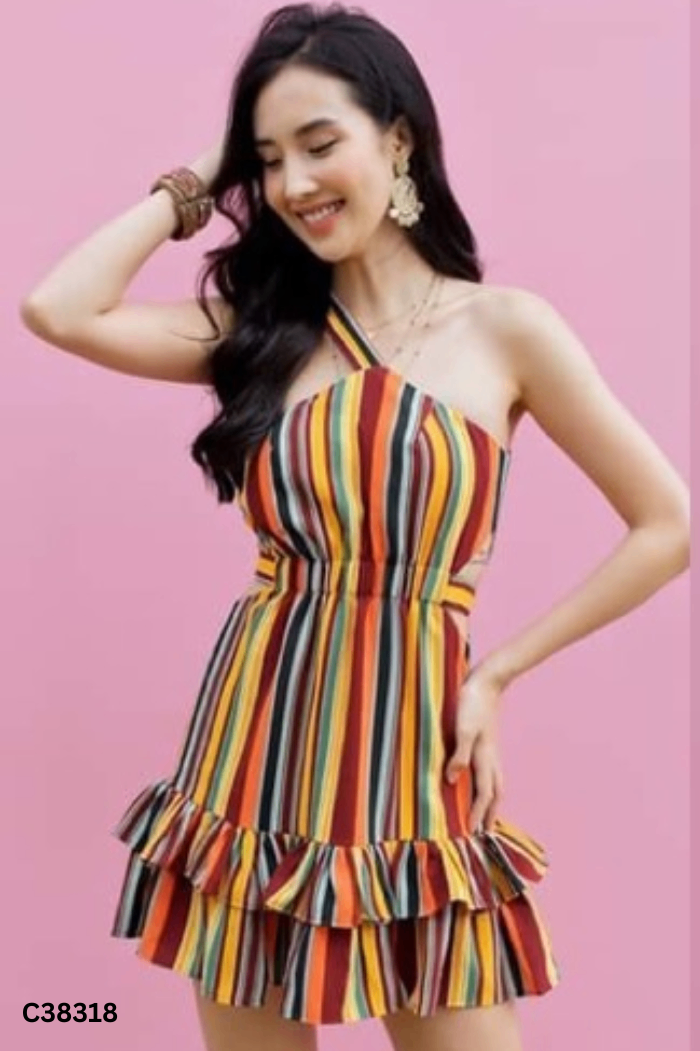 Váy SÒ VINTAGE họa tiết đỏ vàng xanh