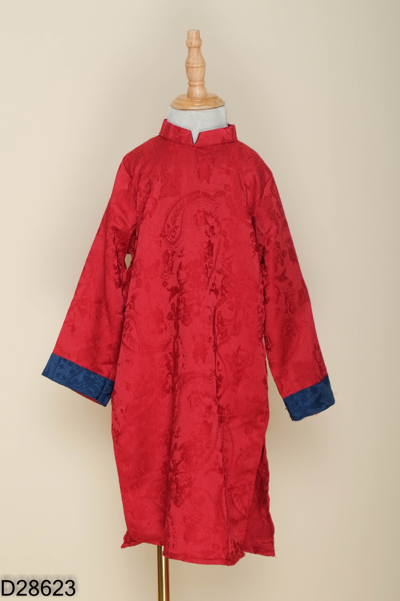 Áo dài đỏ vân hoa (K quần) KIDS