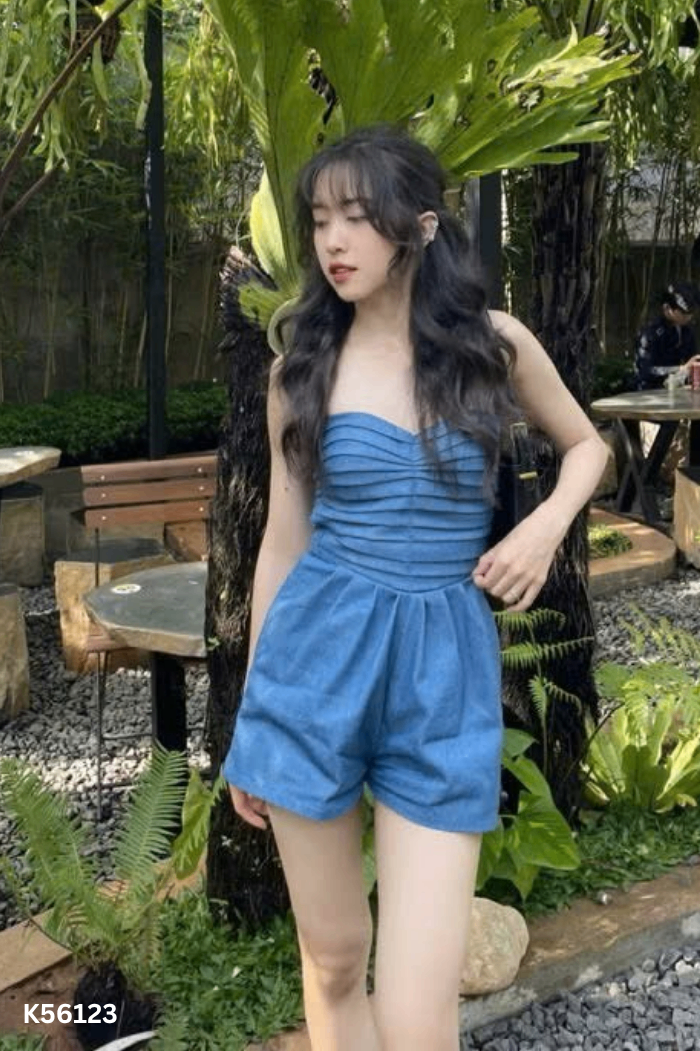 Jumpsuit xanh hai dây