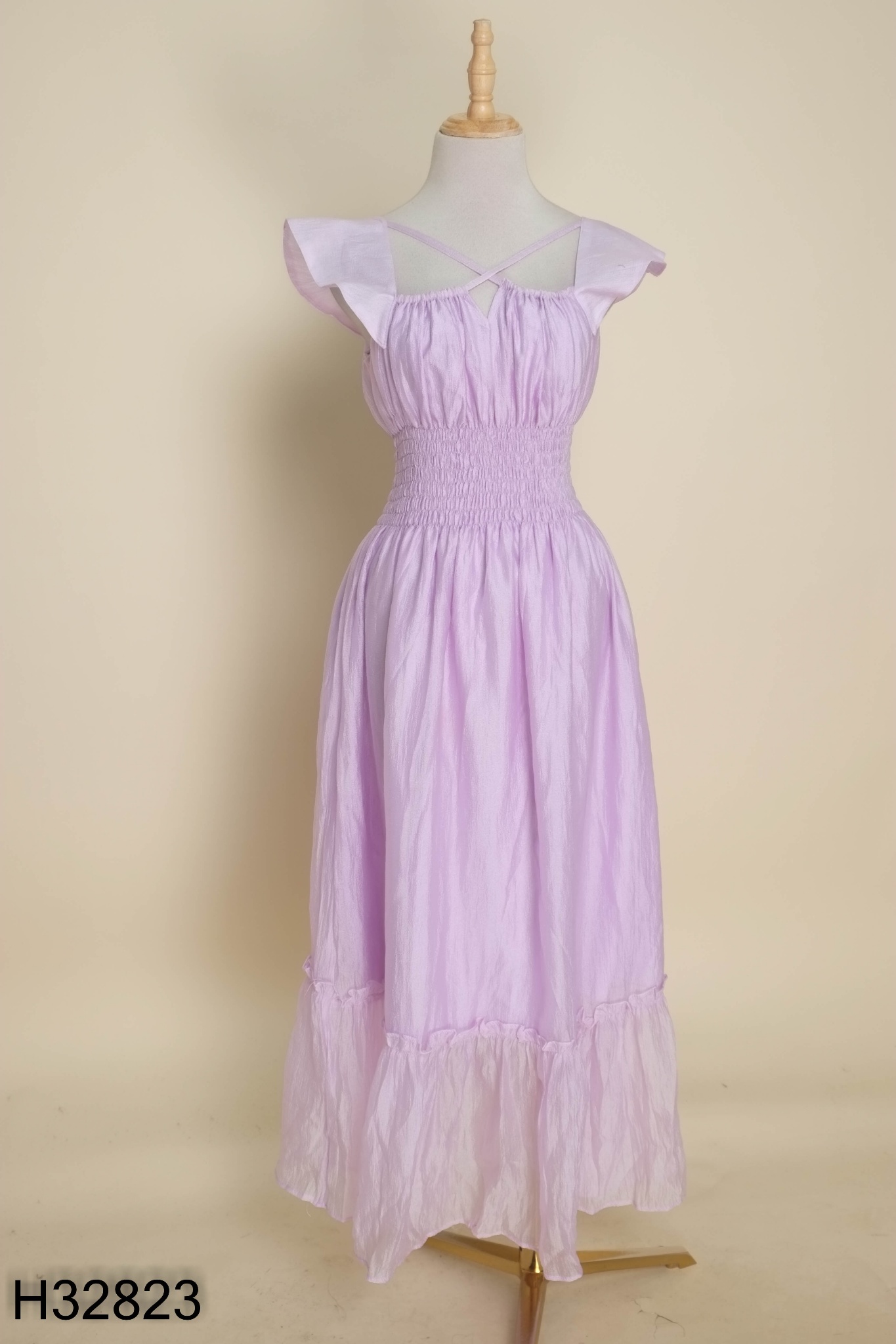 Váy chiffon tím eo chun
