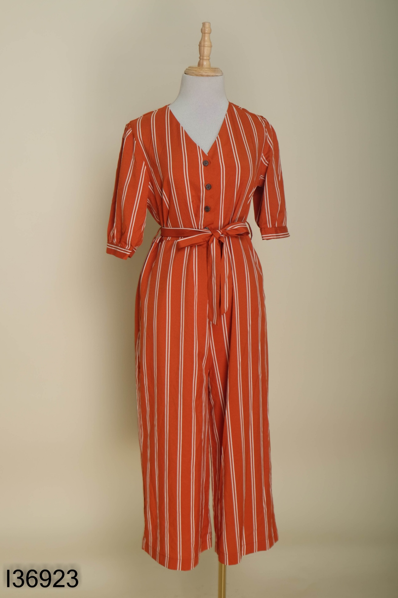Jumpsuits cam sọc be buộc eo